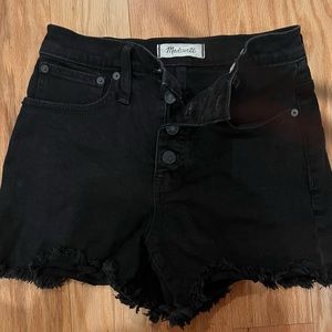 MADEWELL black denim high-waisted shorts
